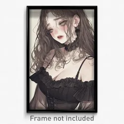 Art Poster - Girl Feeling Anxious Wearing Well Off Frilled Choker (Print)