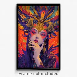Art Poster - Woman Feeling Vicious Wearing Strange Feather Hair Ornament (Print)