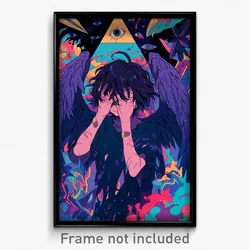 Anime Art Poster - Boy Feeling Neglect Wearing Triangular Purple Wings (Print)