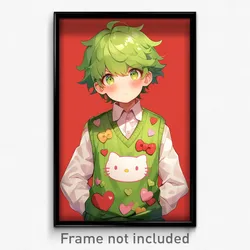 Anime Art Poster - Man Feeling Love Wearing Heartfelt Green Vest (Print)