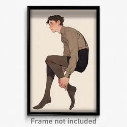 Anime Art Poster - Man Feeling Bitter Wearing Bronze Grey Legwear (Print)