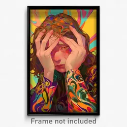 Art Poster - Girl Feeling Regret Wearing Made Up Brown Sleeves (Print)