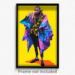 Anime Art Poster - Man Feeling Calm Wearing Kaleidoscopic Edgy Clothes (Print)