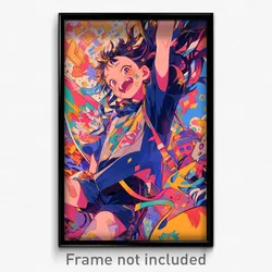 Anime Art Poster - Boy Feeling Excitement Wearing Wonderful Tail Ribbon (Print)