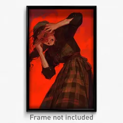 Art Poster - Girl Feeling Anger Wearing Sturdy Adjusting Clothes (Print)