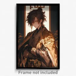 Anime Art Poster - Boy Feeling Powerless Wearing Zesty Brown Cape (Print)