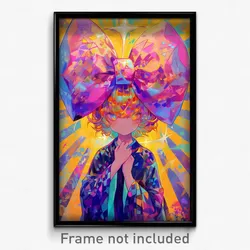 Anime Art Poster - Boy Feeling Hope Wearing Extra Large Pink Bow (Print)