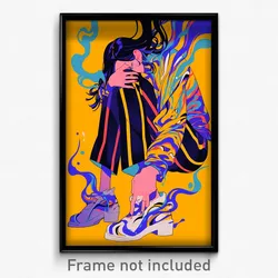 Anime Art Poster - Boy Feeling Exasperated, Remarkable Vertical Striped Legwear
