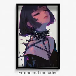 Art Poster - Girl Feeling Insecurity Wearing Immaculate Spiked Collar (Print)