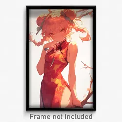 Anime Art Poster - Woman Feeling Cynicism Wearing Nice China Dress (Print)