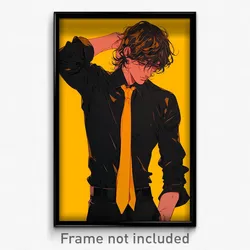 Anime Art Poster - Boy Feeling Disappointment, Unkempt Yellow Necktie (Print)
