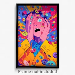 Art Poster - Man Feeling Shocked Wearing Thrifty Buttons (Print)