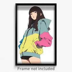 Anime Art Poster - Woman Feeling Disbelief, Multicolored Hooded Track Jacket
