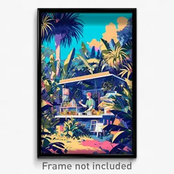 Art Poster - Leafy Burger Stand (Psychedelic Trippy Weird 11x17 Print)