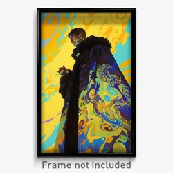 Art Poster - Man Feeling Calm Wearing Kaleidoscopic Fur Cloak (Print)