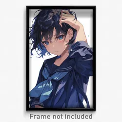 Anime Art Poster - Boy Feeling Dumbstruck Wearing Orderly Blue Serafuku (Print)