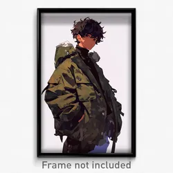 Anime Art Poster - Boy Feeling Self Understanding, Rich Military Jacket (Print)