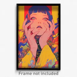 Anime Art Poster - Girl Feeling Fascination, Sparkling Wide Sleeves (Print)