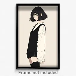 Art Poster - Girl Feeling Rejected Wearing Adorable White Vest (Print)