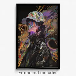 Anime Art Poster - Woman Feeling Reluctant Wearing Bumpy Backwards Hat (Print)
