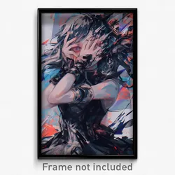 Anime Art Poster - Girl Feeling Discombobulated. Fingerless Gloves