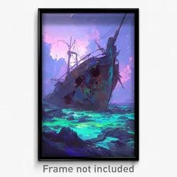 Art Poster - Damaged Shipwreck (Psychedelic Trippy Weird 11x17 Print)