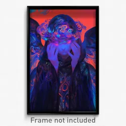 Art Poster - Woman Feeling Relieved Wearing Angelic Hoodie Lift (Print)