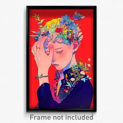 Art Poster - Boy Feeling Sadness Wearing Zealous Flower Bracelet (Print)