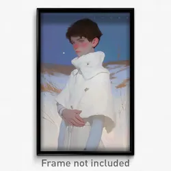 Art Poster - Man Feeling Dejection Wearing Bubbly White Capelet (Print)