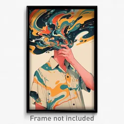 Art Poster - Man Feeling Loopy Wearing Klutzy Beige Shirt (Print)