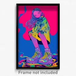 Art Poster - Girl Feeling Self Understanding Wearing Gloomy Footwear Bow (Print)