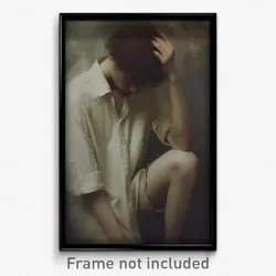 Art Poster - Man Feeling Serenity Wearing Aged Short Dress (Print)