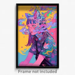 Art Poster - Woman Feeling Sadness Wearing Hearty Cat Ear (Print)