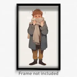 Art Poster - Boy Feeling Insulted Wearing Awesome Grey Scarf (Print)