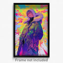 Anime Art Poster - Boy Feeling Jubilation Wearing Burly Winter Coat (Print)