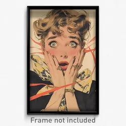 Art Poster - Woman Feeling Astonished Wearing Active Neckerchief (Print)