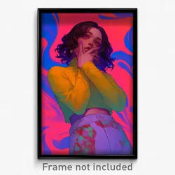Art Poster - Woman Feeling Love Wearing Mellow Long Sleeves (Print)