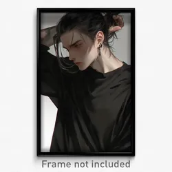 Art Poster - Boy Feeling Aggressive Wearing Handsome Single Side Bun (Print)