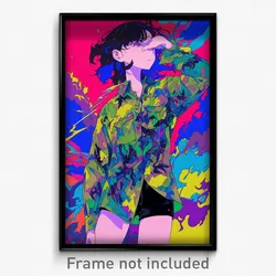 Anime Art Poster - Girl Feeling Dispirited Wearing Merry Untucked Shirt (Print)