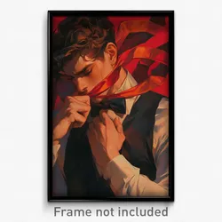 Art Poster - Man Feeling Worthy Wearing Outgoing Red Bow (Print)