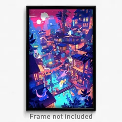 Art Poster - Nifty Exotic Town (Psychedelic Trippy Weird 11x17 Print)