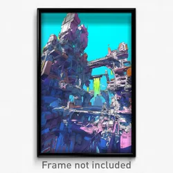 Art Poster - Acidic Shipyard (Psychedelic Trippy Weird 11x17 Print)
