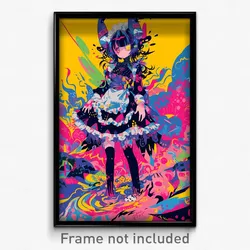 Anime Art Poster - Woman Feeling Suspicious, Fluffy Maid Headdress (Print)