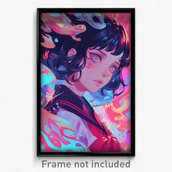 Anime Art Poster - Girl Feeling Distracted, Pink Red Sailor Collar (Print)