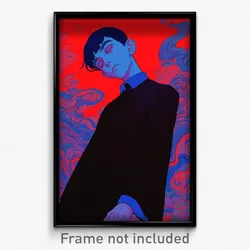 Art Poster - Boy Feeling Gloomy Wearing Simplistic Blue Collar (Print)