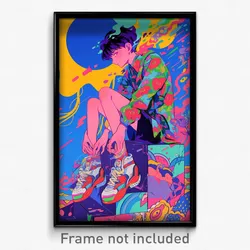 Anime Art Poster - Boy Feeling Sullenness Wearing Rosy Footwear Bow (Print)