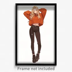 Anime Art Poster - Woman Feeling Rattled Wearing Flippant Cropped Hoodie (Print)