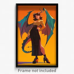 Art Poster - Woman Feeling Self Caring Wearing Classic Dragon Wings (Print)