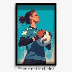 Art Poster - Woman Feeling Courage Wearing Modest Soccer Uniform (Print)