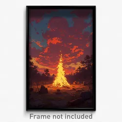Art Poster - Deserted Bonfire (Psychedelic Trippy Weird 11x17 Print)